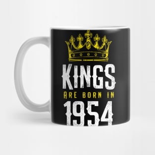 kings are born 1954 birthday quote crown king birthday party gift Mug